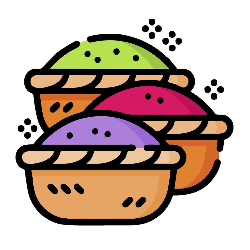 Three pies with different colors on top of each other vector
