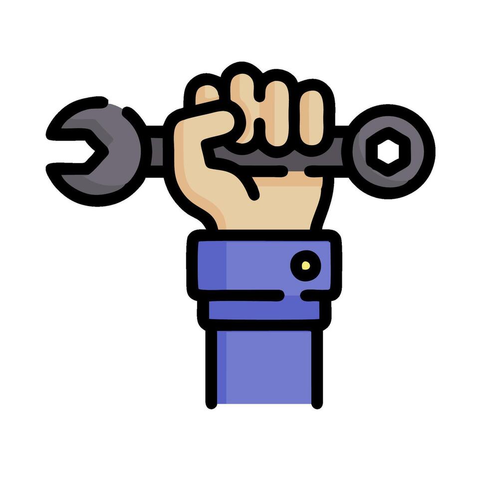 Hand holding wrench icon illustration vector