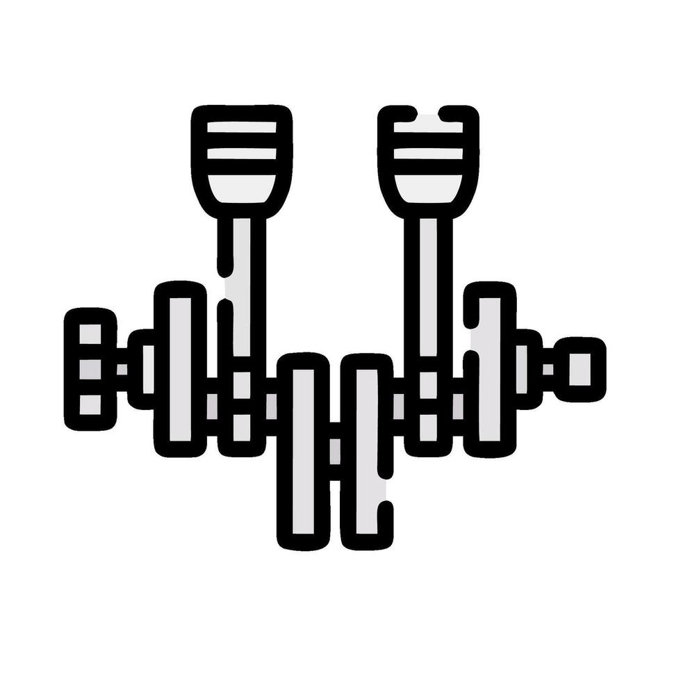 A black and white drawing of two dumbs vector