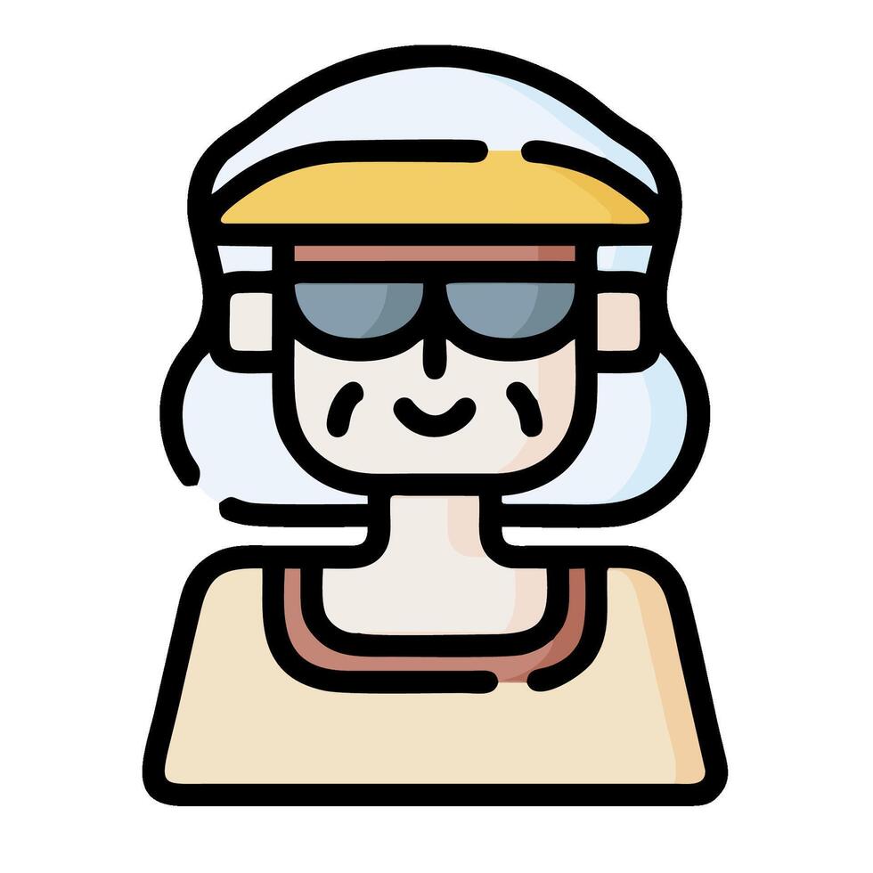An icon of a woman wearing sunglasses and a hat vector