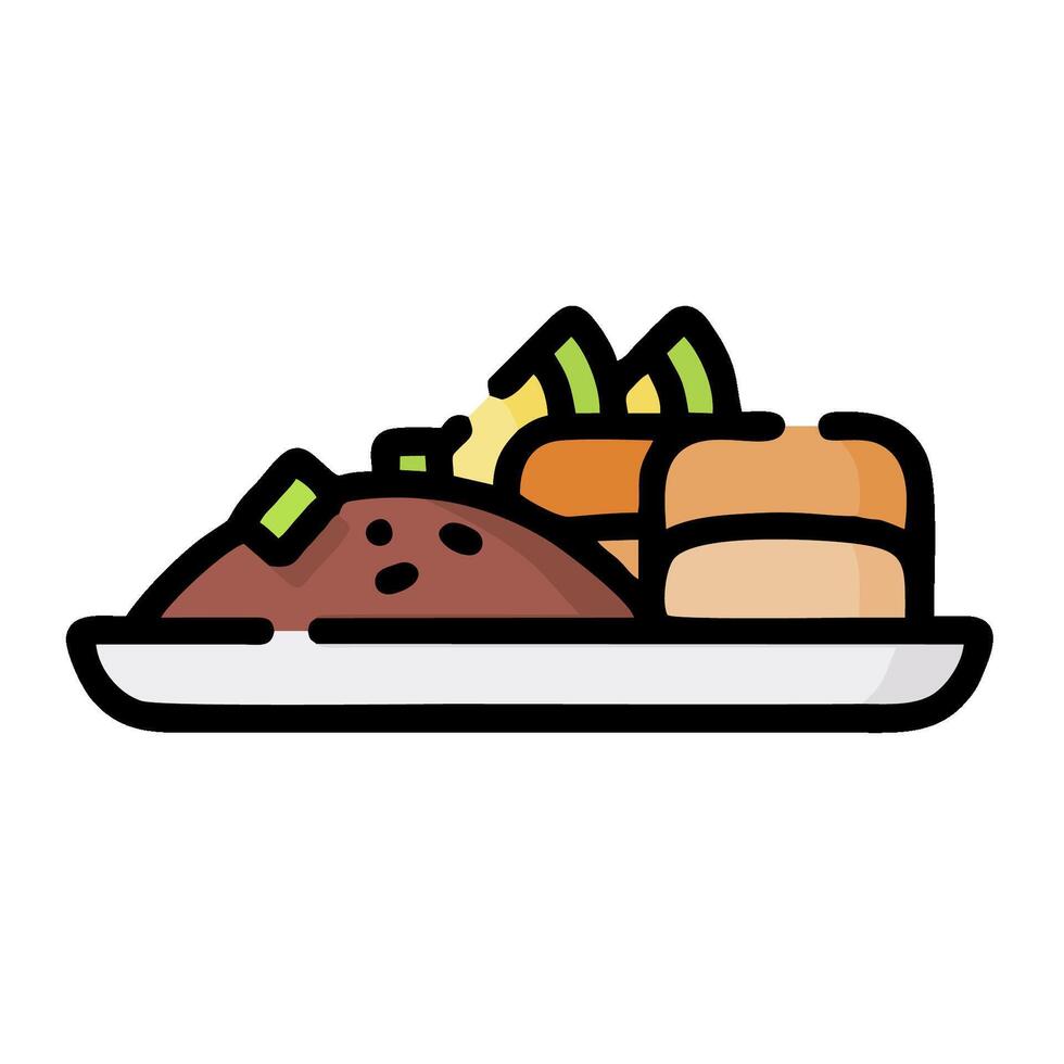 A plate with food on it and a fork vector
