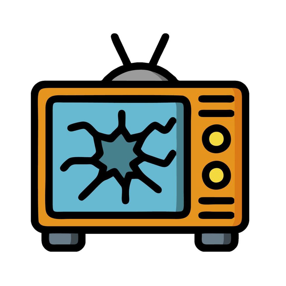 Tv icon with broken glass on it, illustration vector