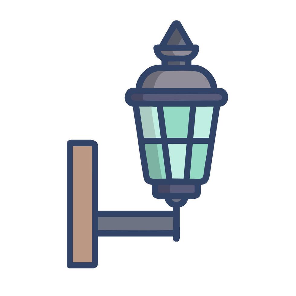 A street light on a wall with a light bulb vector