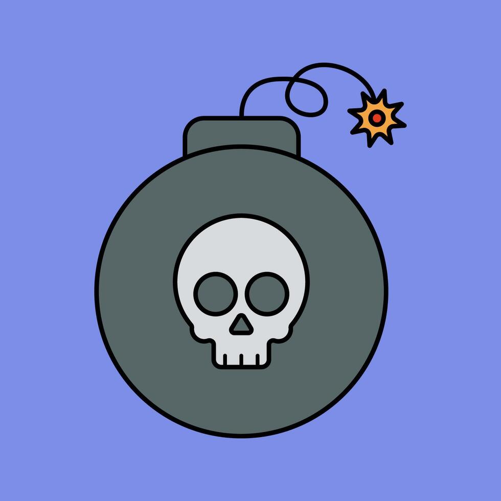Skull Bomb Illustration Flat Design Style vector