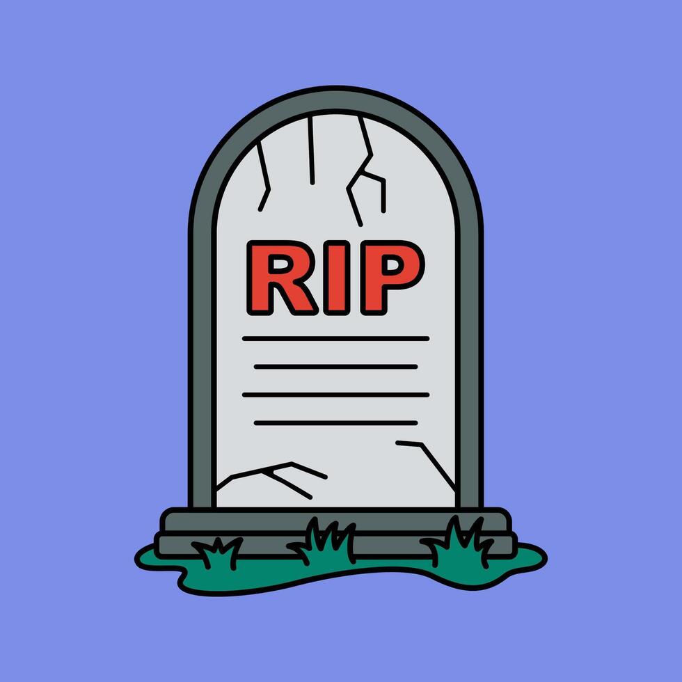 Tombstone Illustration Flat Design Style vector