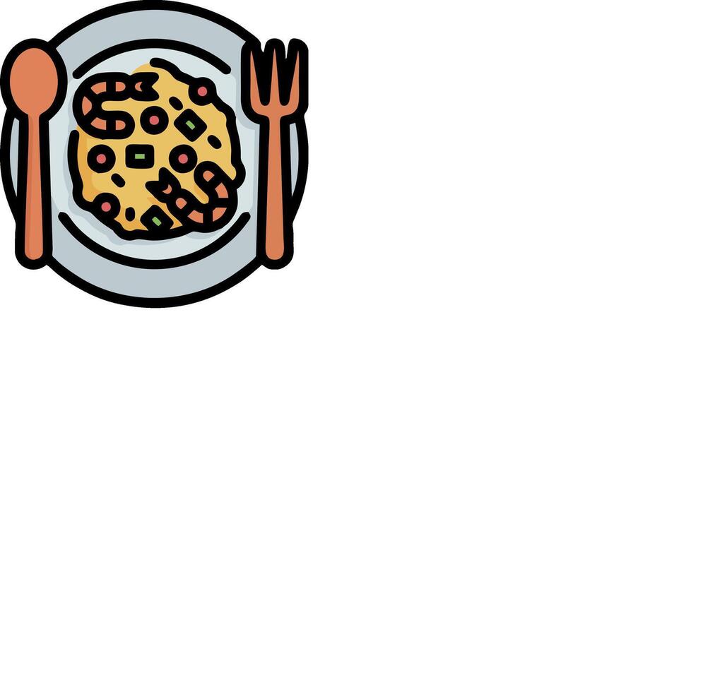 A plate with food and a fork and spoon vector
