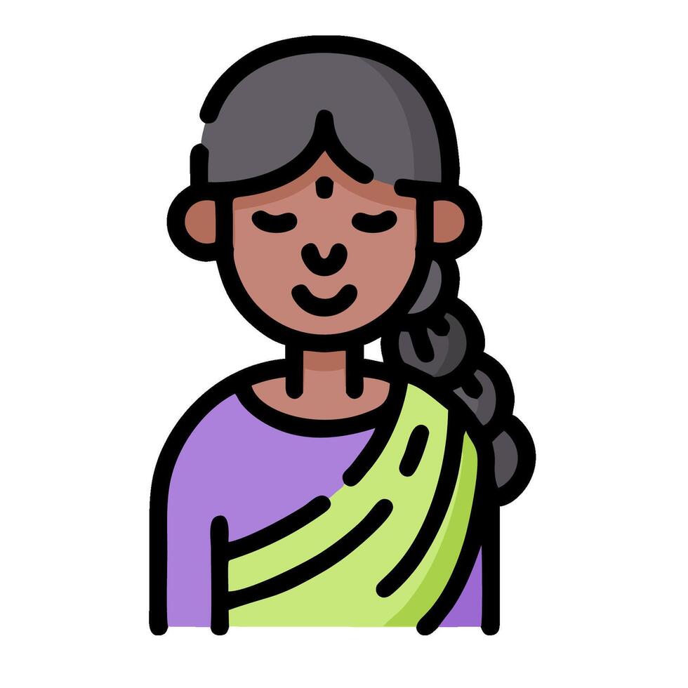 Indian woman with braids in a sari vector