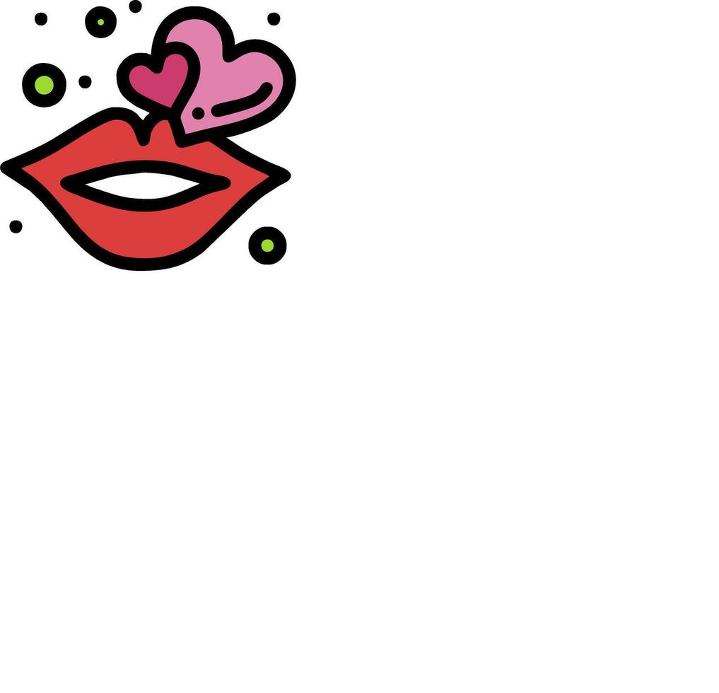 A red lips with hearts on it vector