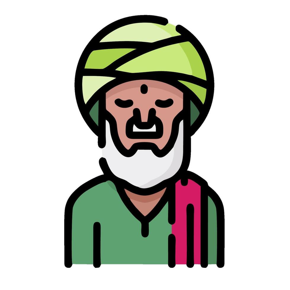 An illustration of a man with a green turban vector