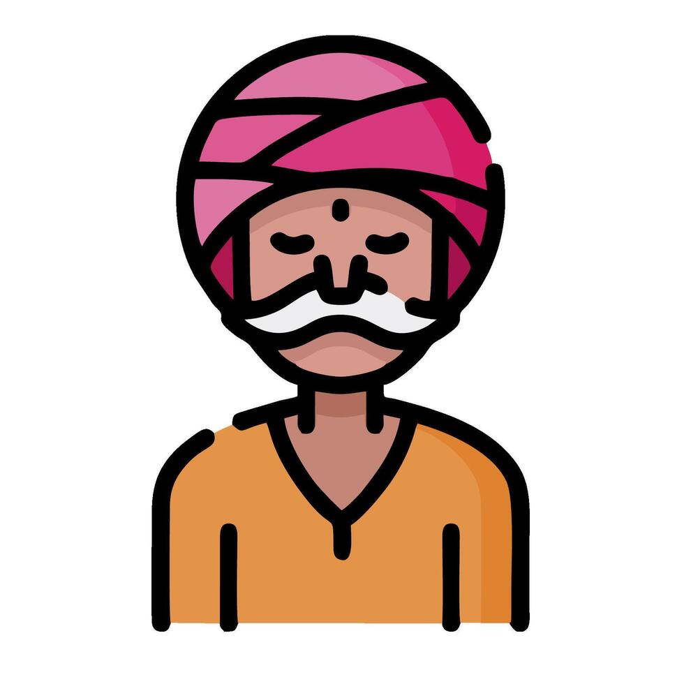 Indian man with turban and mustache vector
