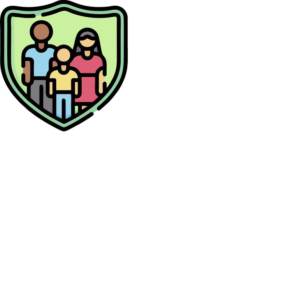 A family is standing in front of a shield vector