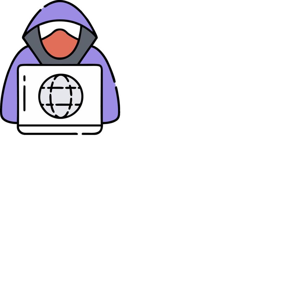 A person in a hoodie holding a laptop vector
