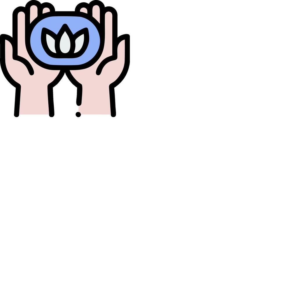 Hands holding a blue lotus flower vector