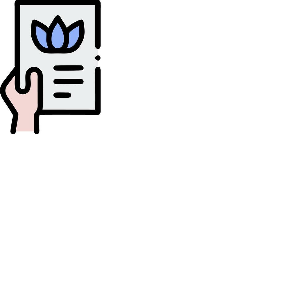 A hand holding a piece of paper with a flower on it vector