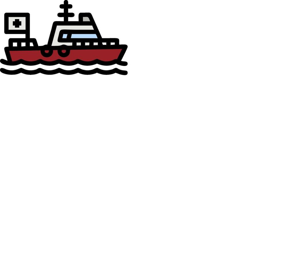 A red and white boat on the water vector