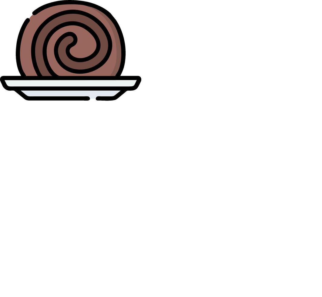 A chocolate cake on a plate with a swirl vector