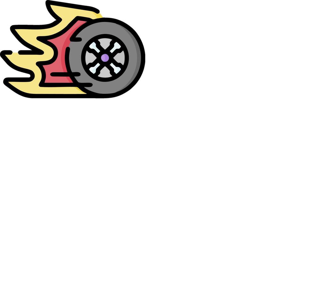 A cartoon wheel with a flame on it vector