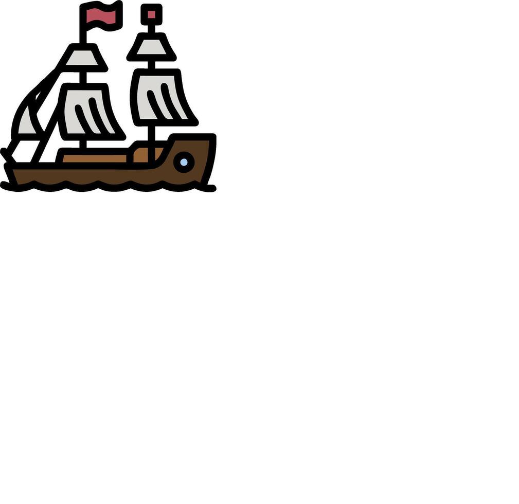 A cartoon ship with sails on a white background vector