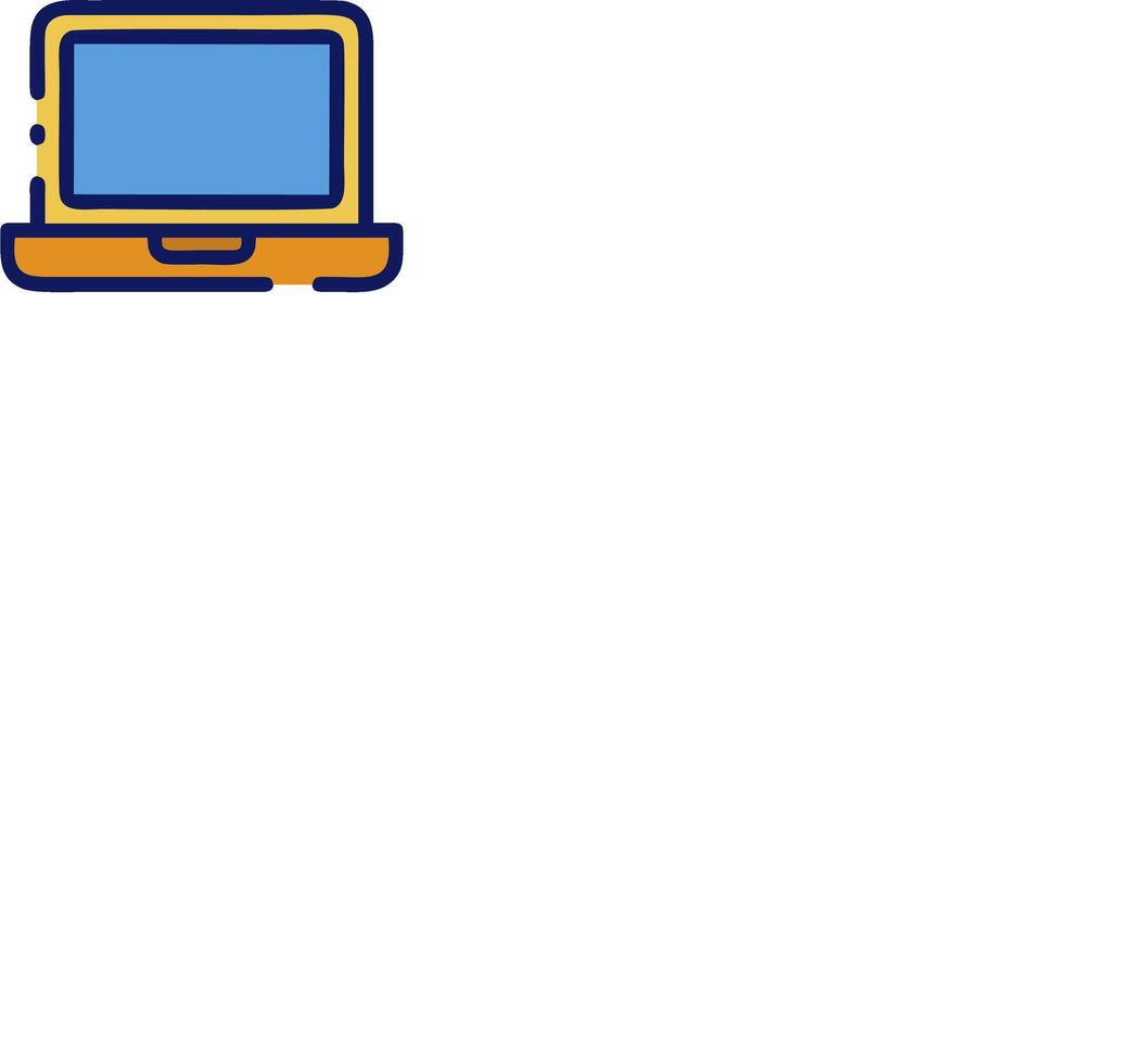 A laptop computer with a blue screen on a white background vector