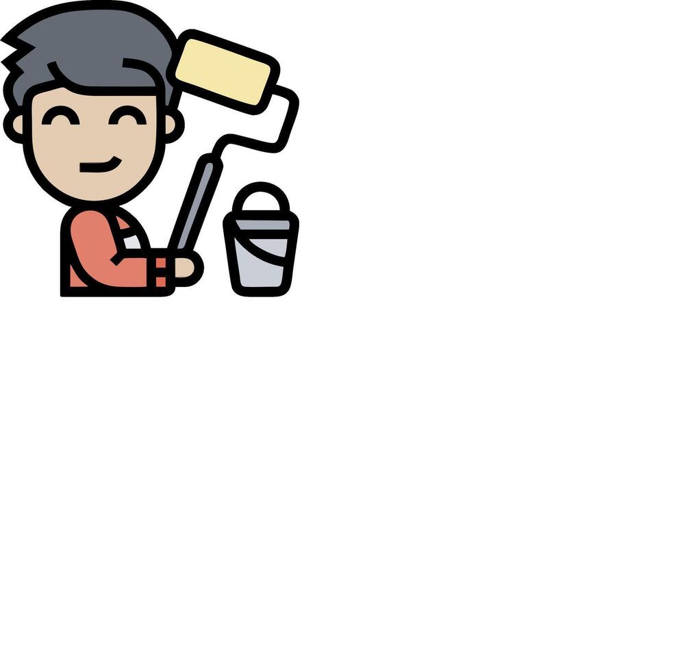 A man holding a paintbrush and bucket vector