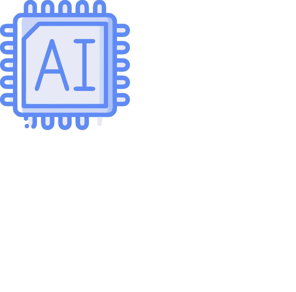 A blue and white icon of an ai chip vector