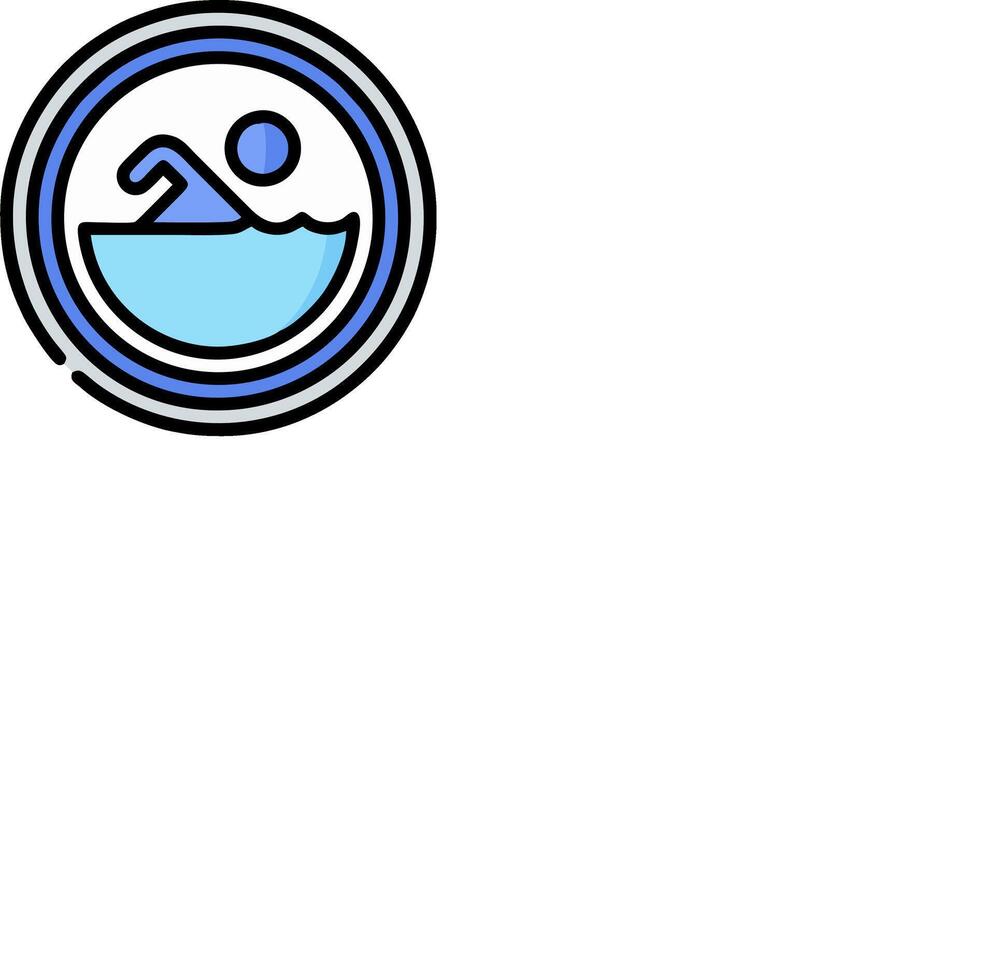 A blue and white logo with a person swimming in the water vector