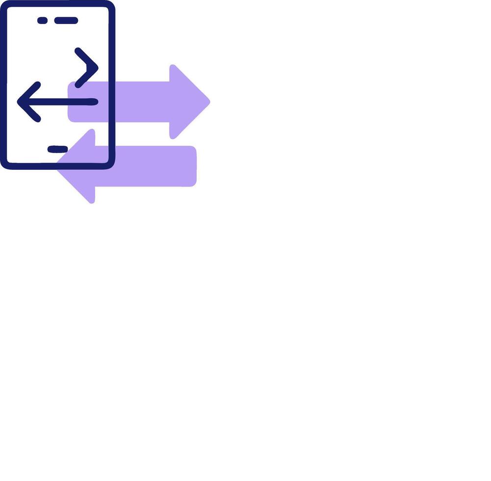 A phone with a blue arrow pointing to it vector