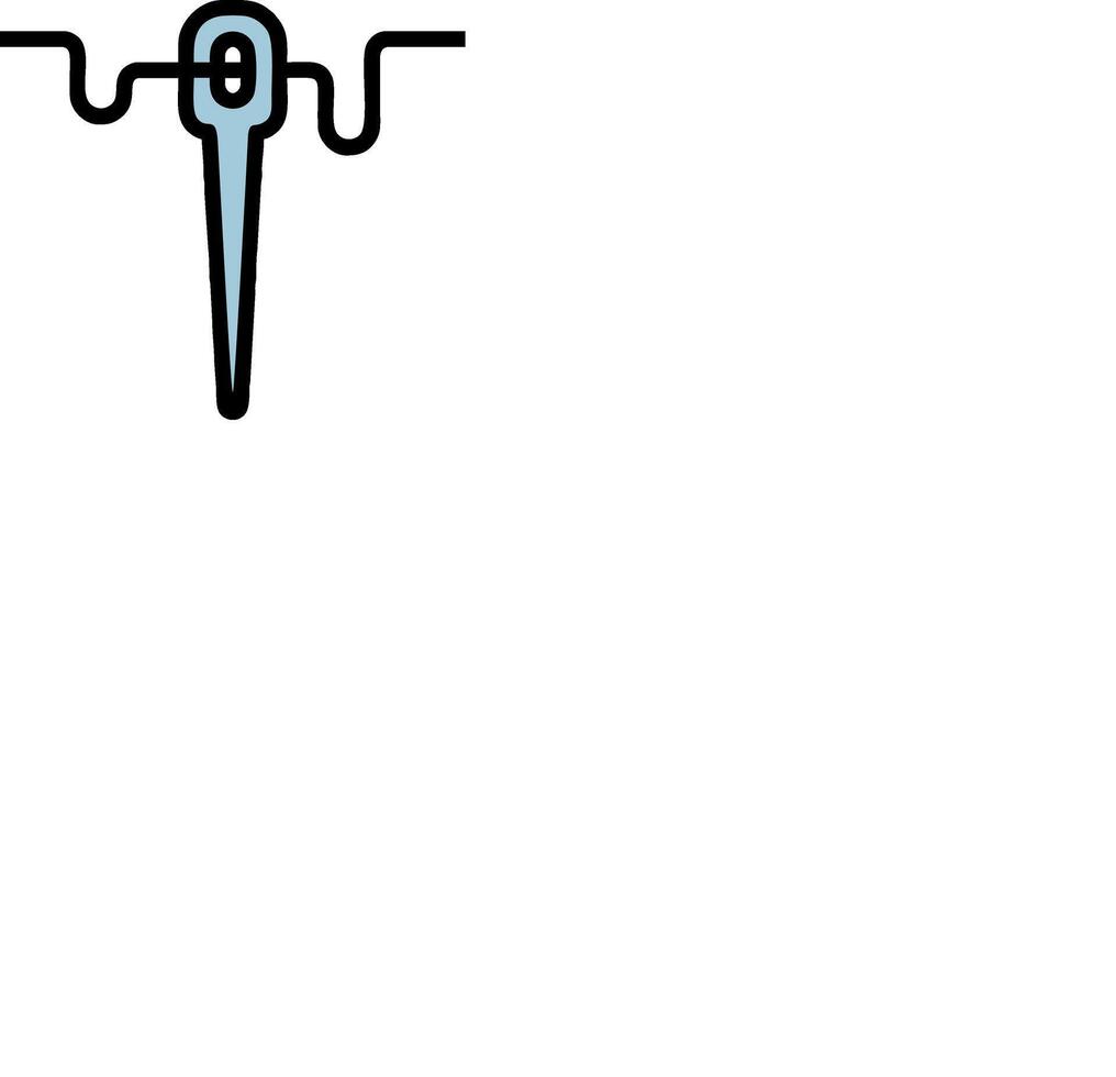 A blue and white drawing of a needle vector