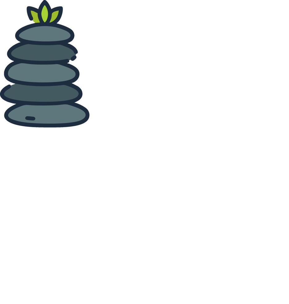 A stack of stones with a green plant on top vector