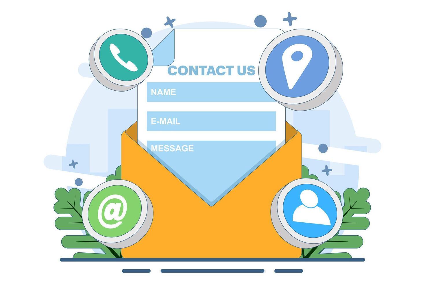 contact us concept, customer service, online support, hotline, help desk. Call center, online customer support. Contact Us Customer Service for Personal Assistant Service. illustration. vector