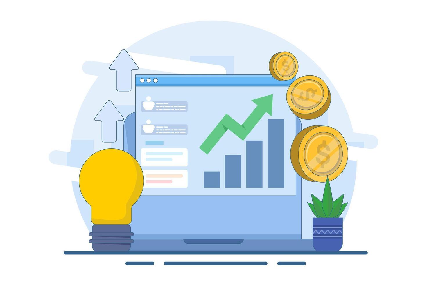 business trend analysis concept and new business trend project promotion. future prediction analysis. Data analysis, stock market analysis, trader, broker. Flat illustration on background. vector