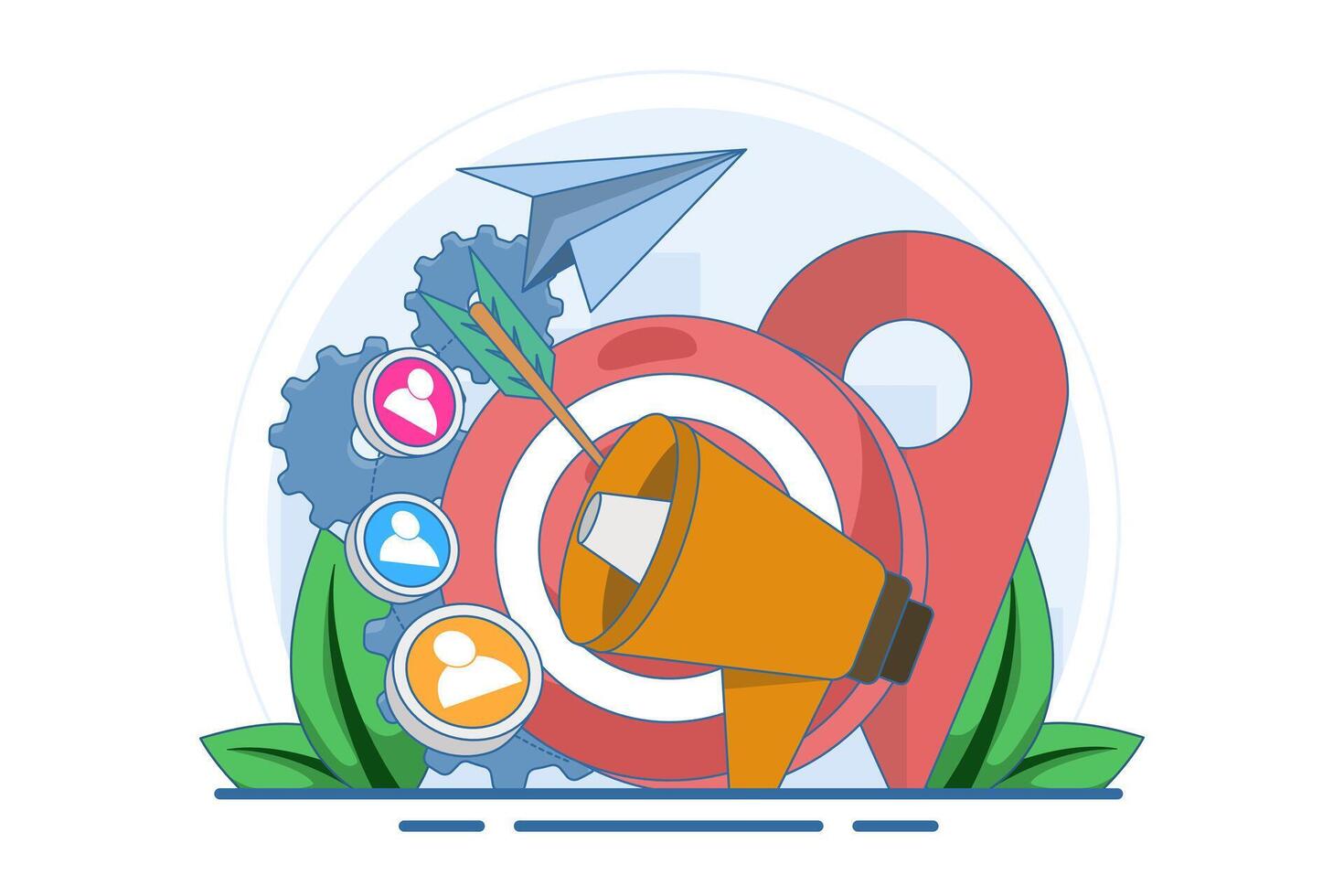 Market segmentation concept, advertising, target market, target group, target customers, audience outreach concept. Customer engagement campaign, accurate promo, advertising business. vector