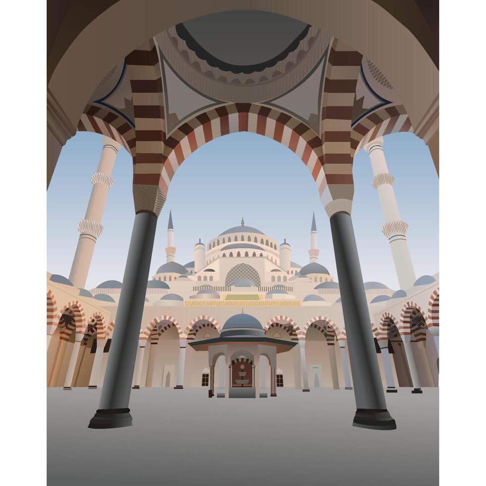 illustration of Camlica Hill Mosque, stanbul, Turkey vector
