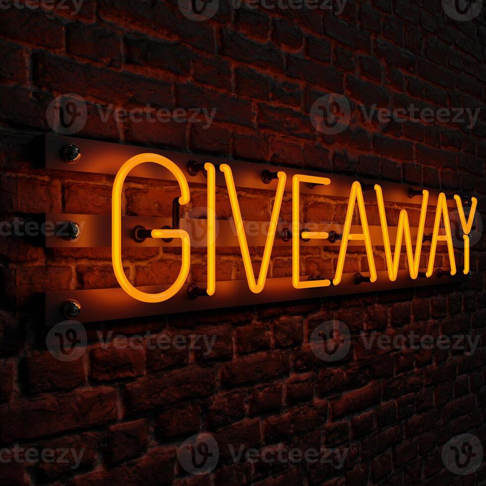 Neon Giveaway Witb Brick Background photo