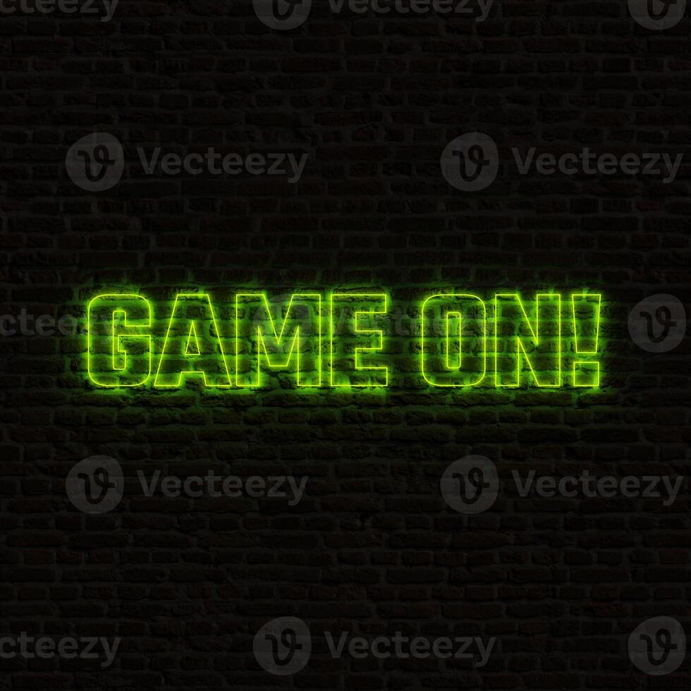 NEON GAME ON WITH DARK BACKGROUND photo