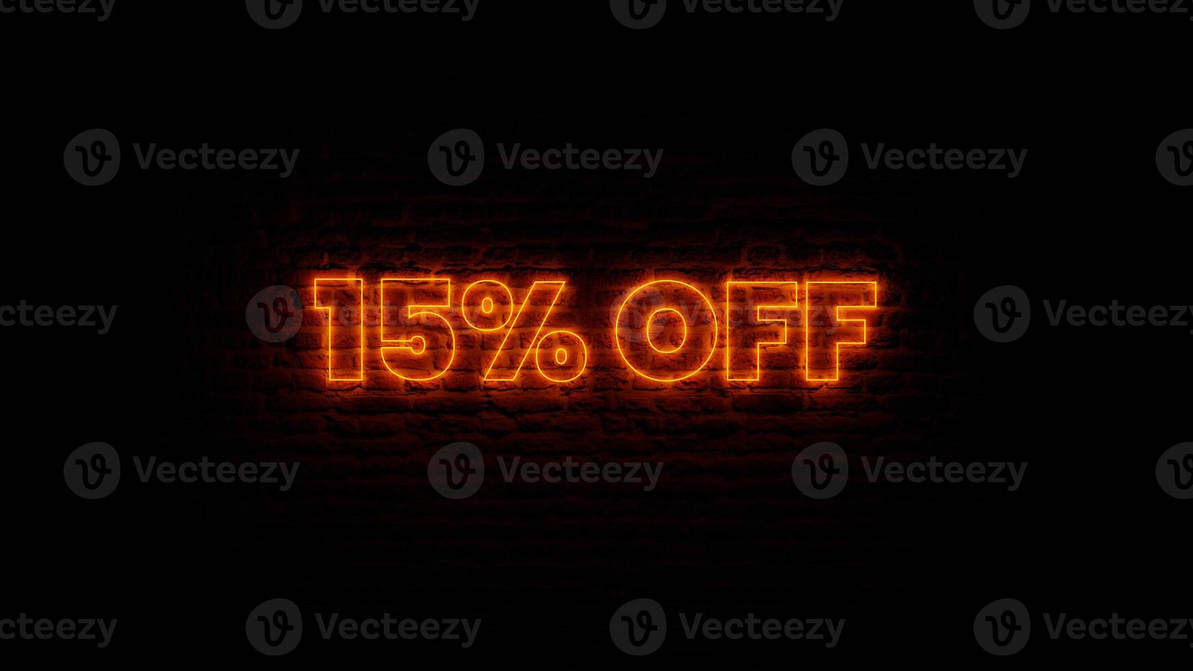 Neon 15 Percent Off With Brick Background photo