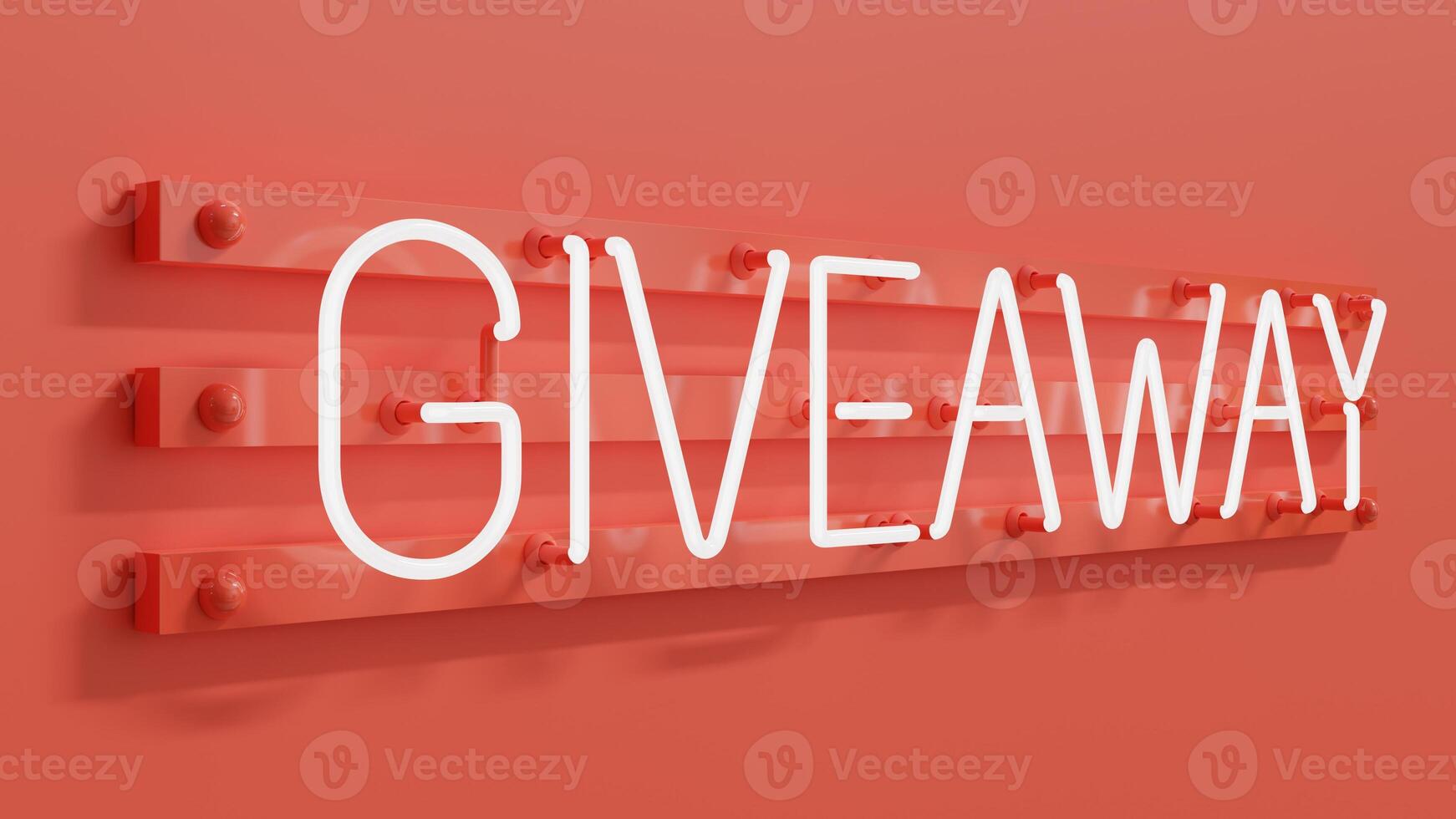 Realistic Pink Giveaway Neon With Pink Background photo