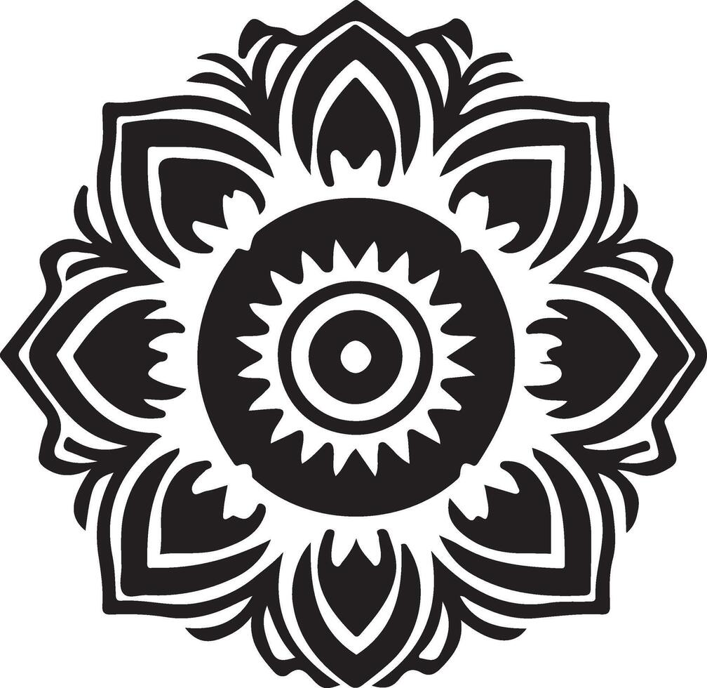 Radiant Mandala Silhouette Design vector