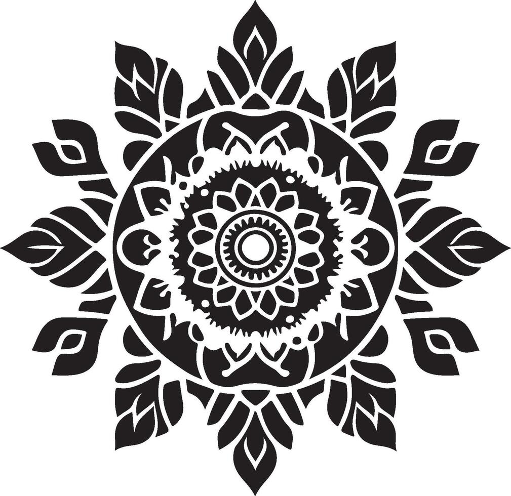 Mandala Silhouette with Floral Accents vector