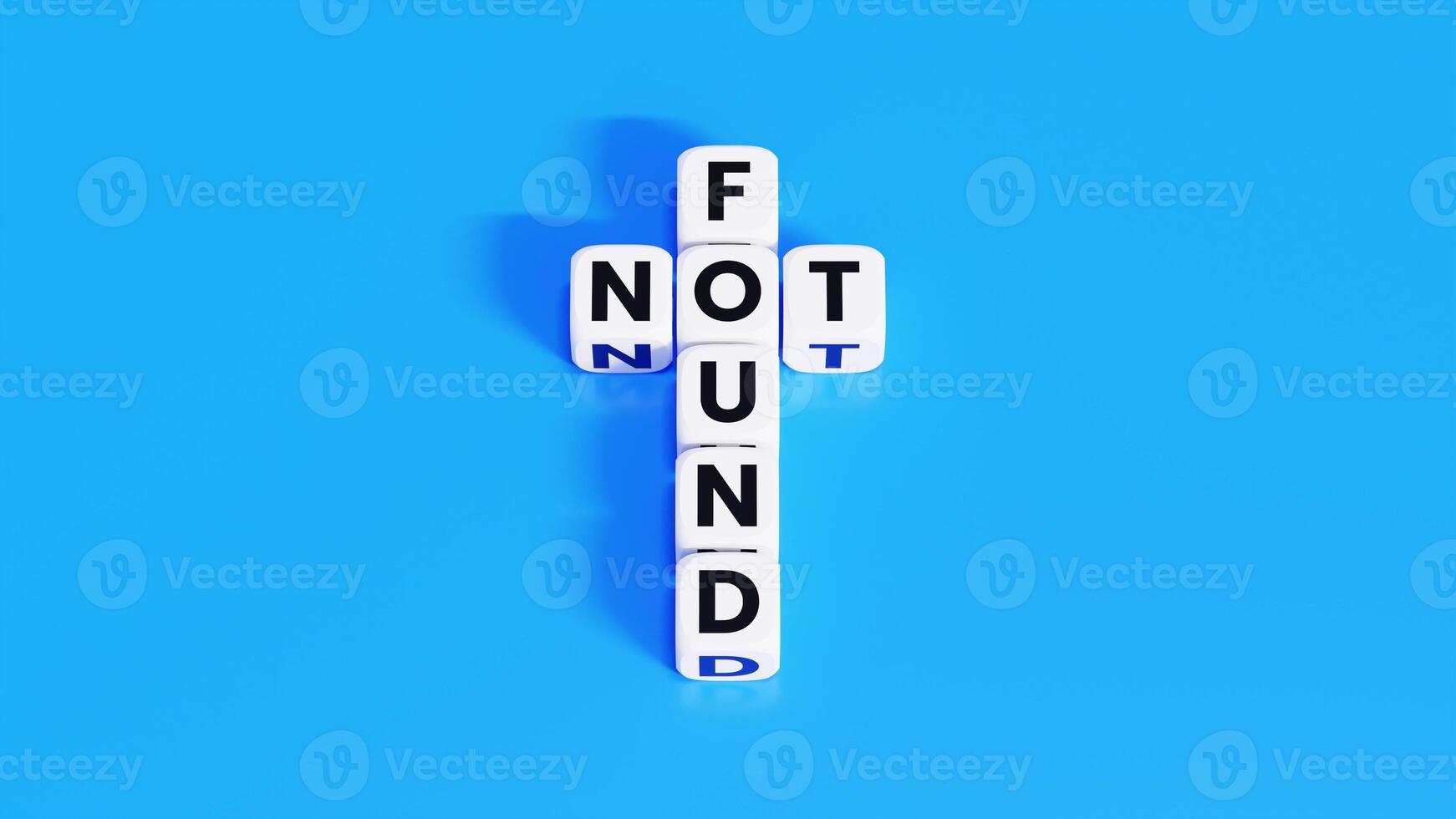 White Not Found - Word On Plastic Blocks - With Blue Background photo
