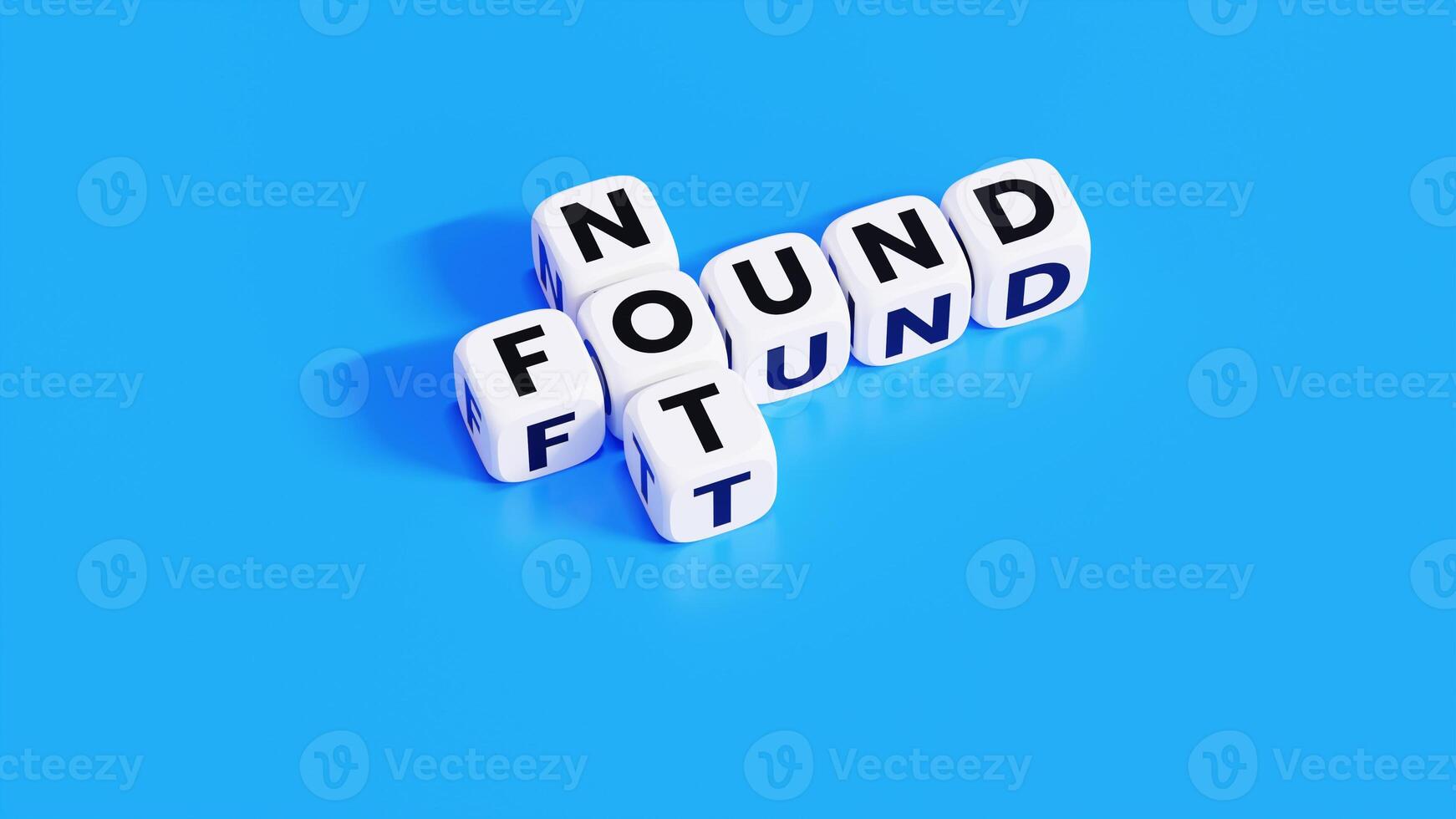 White Not Found - Word On Plastic Blocks - With Blue Background photo