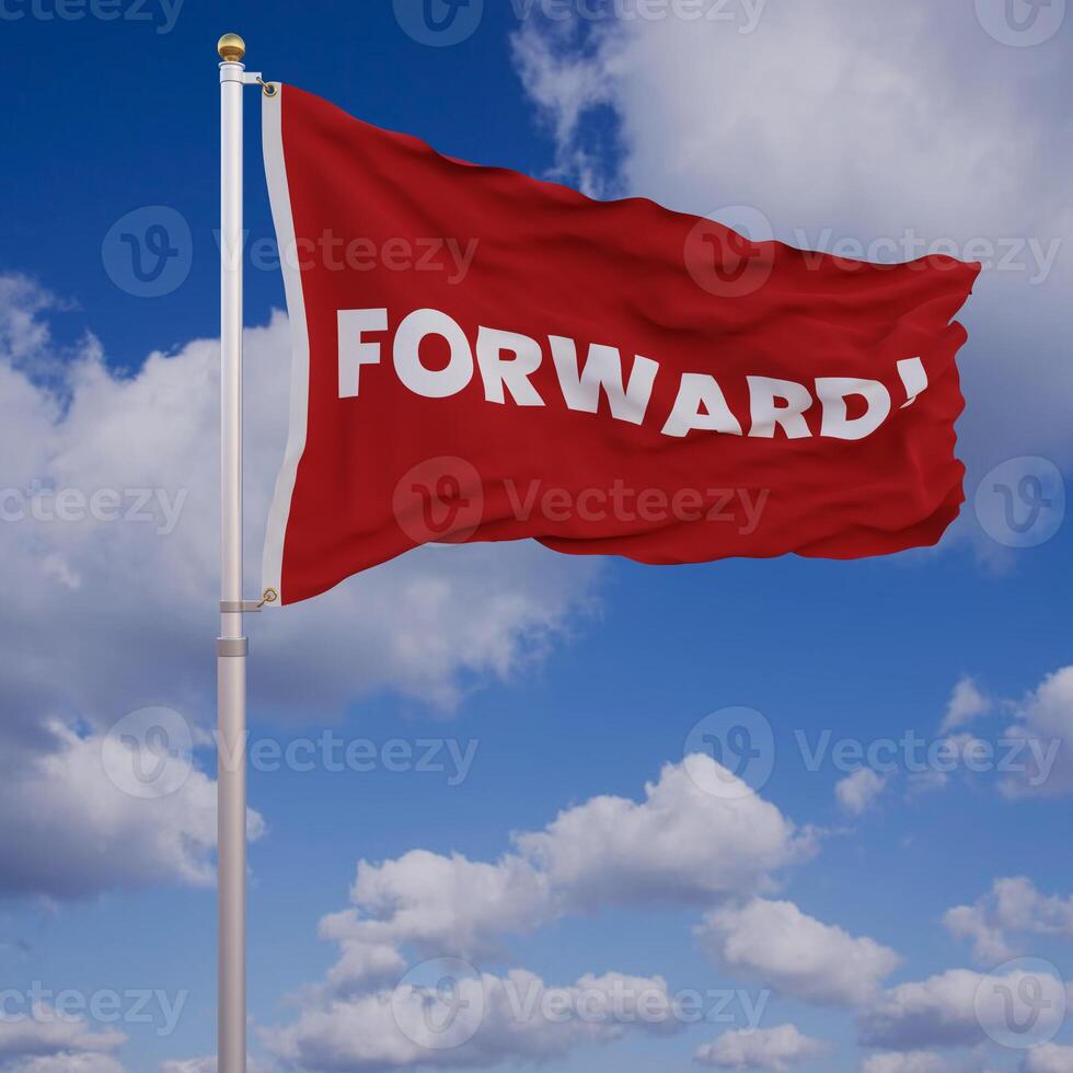 Waving Red Flag With Forward Text On photo
