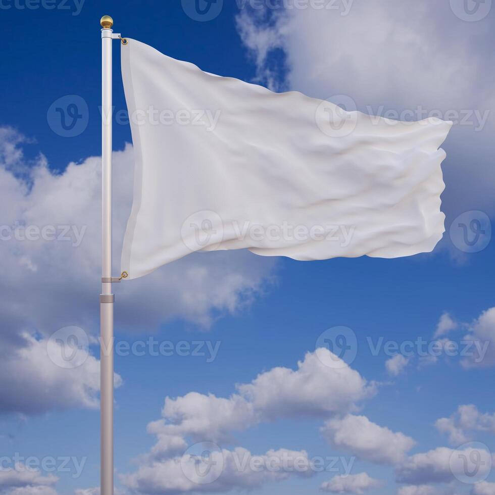 Waving White Flag Without Any Text On photo