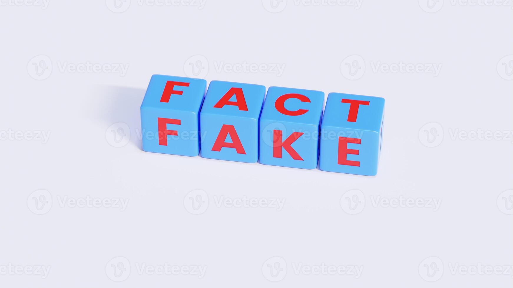 Red,Blue Fact and Fake - Word On Plastic photo