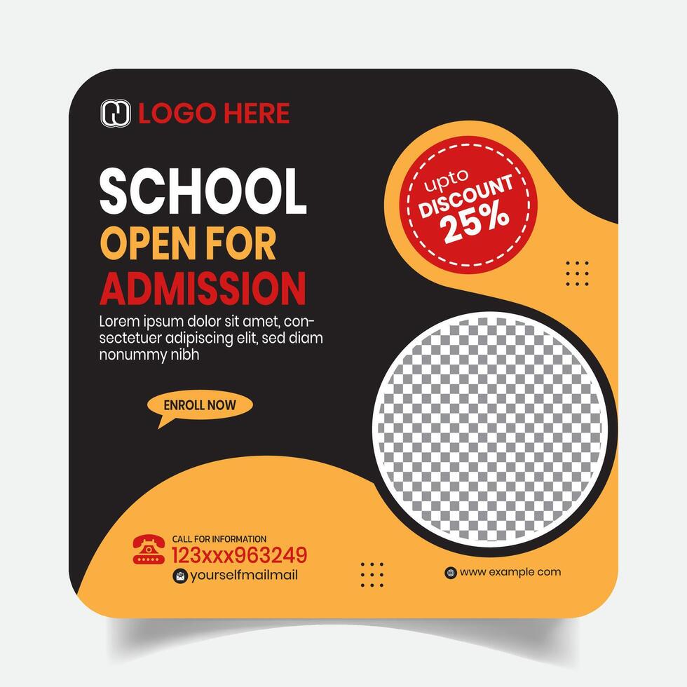 Wonderful School Admission Social Media Post Design Template vector