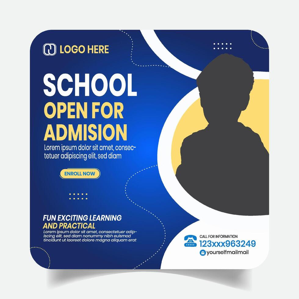 School Admit Social Media Post Design Fresh Template vector