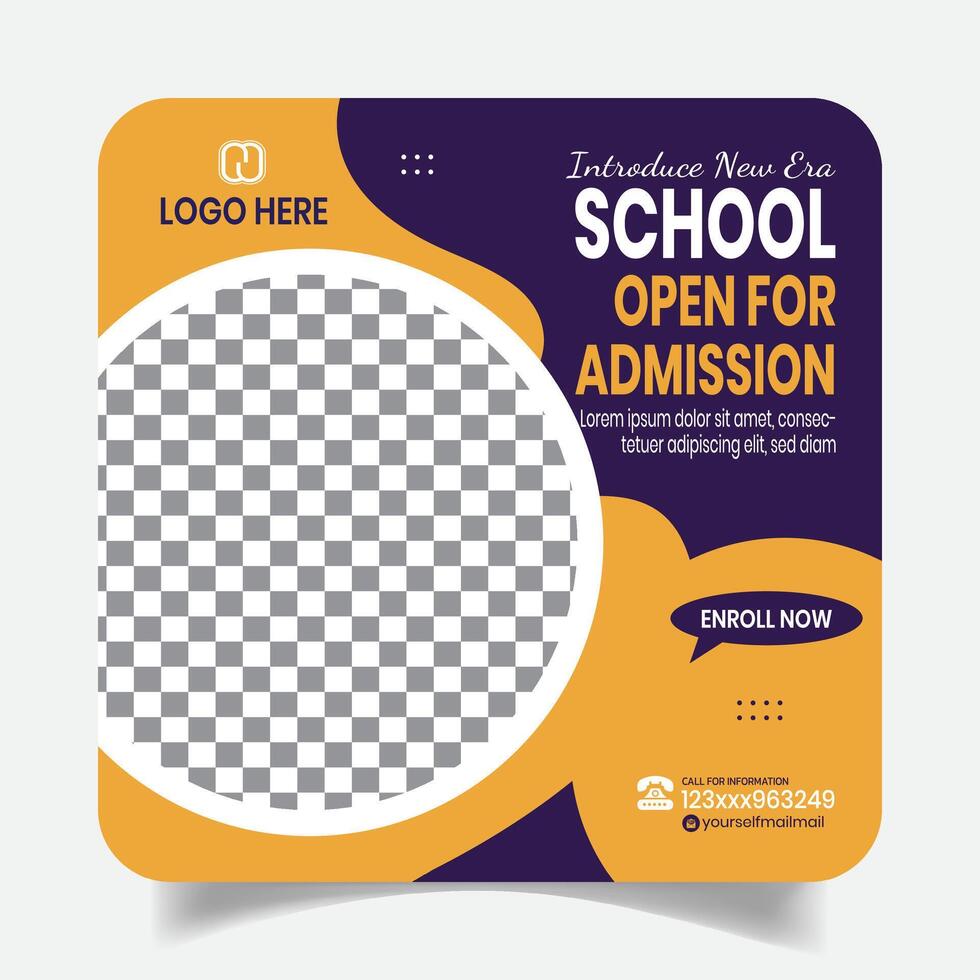 Kids School Social Media Post Design Banner Layout vector