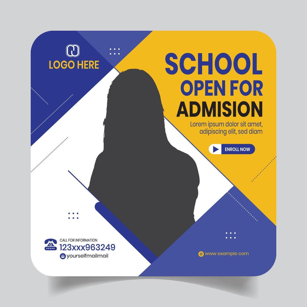 Wonderful Creative School Admission Social Media Post Design Layout vector