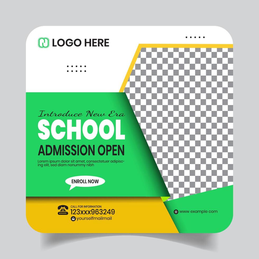 Realistic School Admission Social Media Post Design Template vector