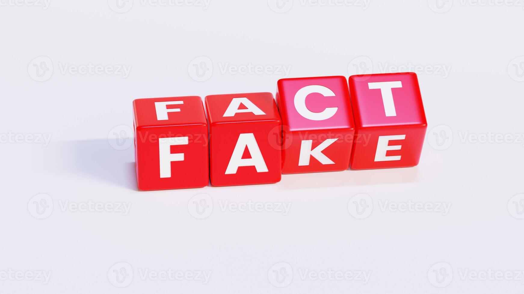White, Red Fact and Fake - Word On Plastic Blocks photo
